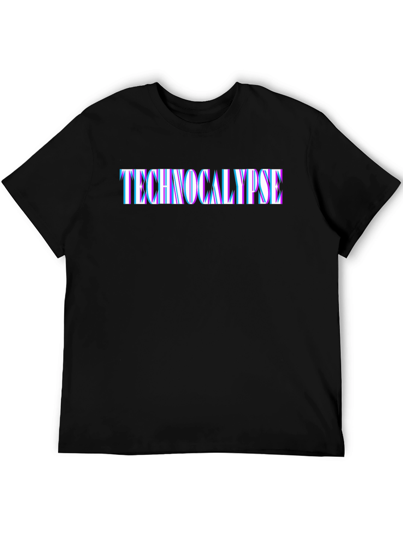 Technocalypse Glitch Text Black T-Shirt