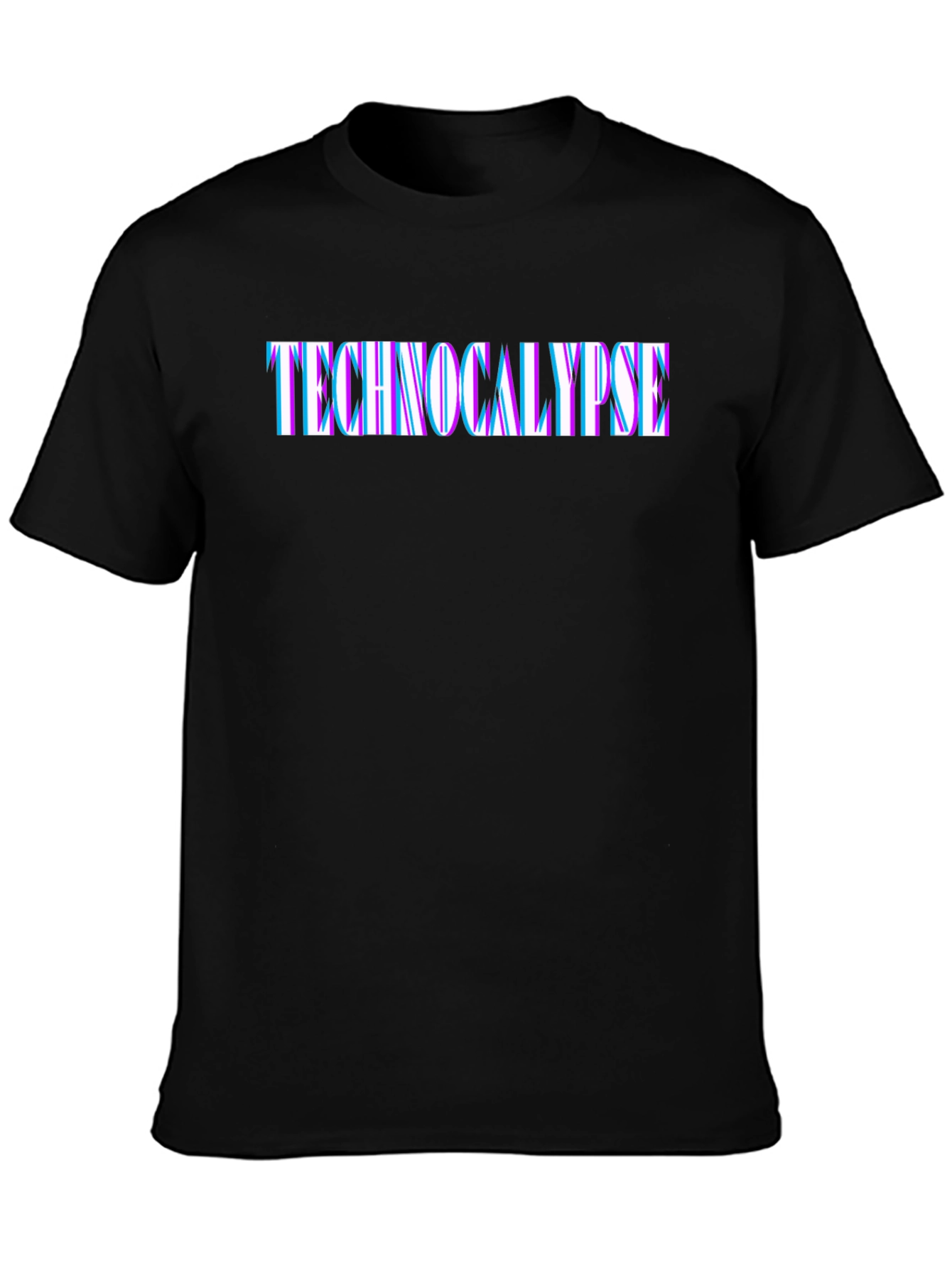 Technocalypse Glitch Text Black T-Shirt