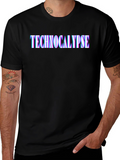 Technocalypse Glitch Text Black T-Shirt