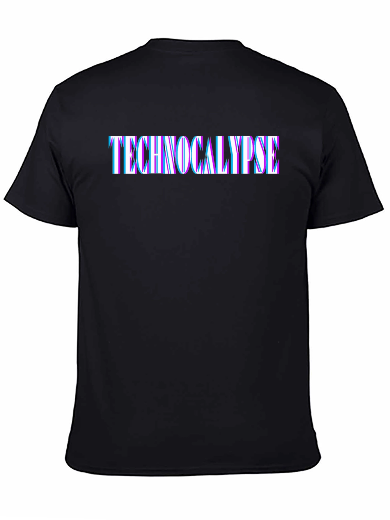 Technocalypse Glitch Text Black T-Shirt