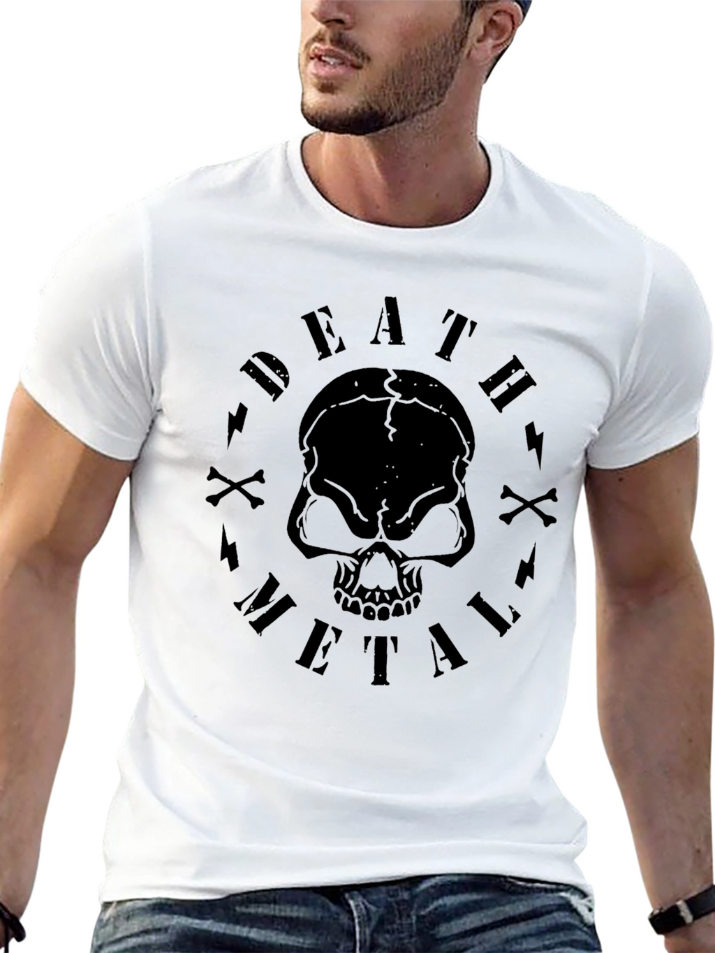 Death Metal Skull Graphic T-Shirt