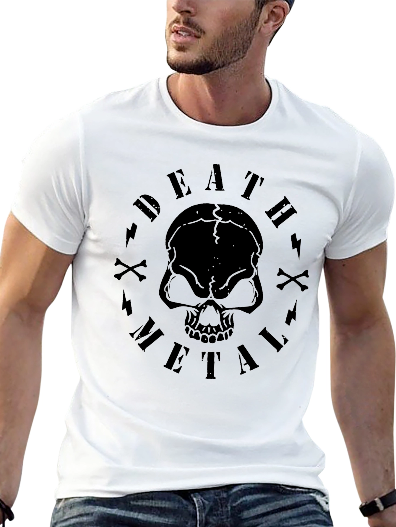 Death Metal Skull Graphic T-Shirt
