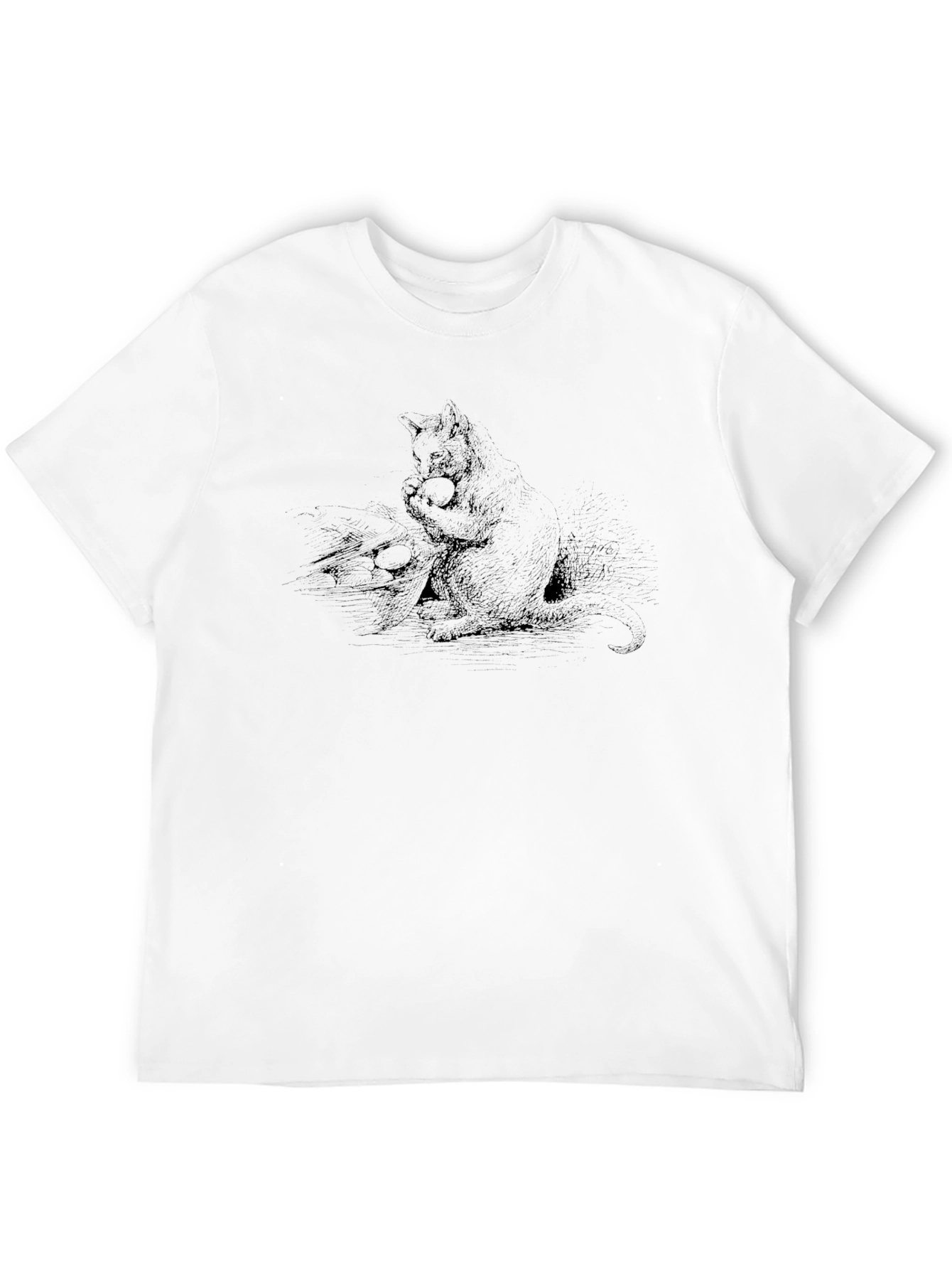 Black Graphic Tee - Cat with Ball