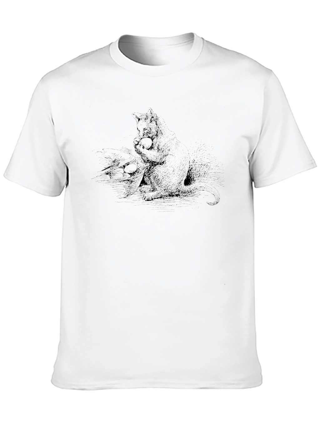 Black Graphic Tee - Cat with Ball