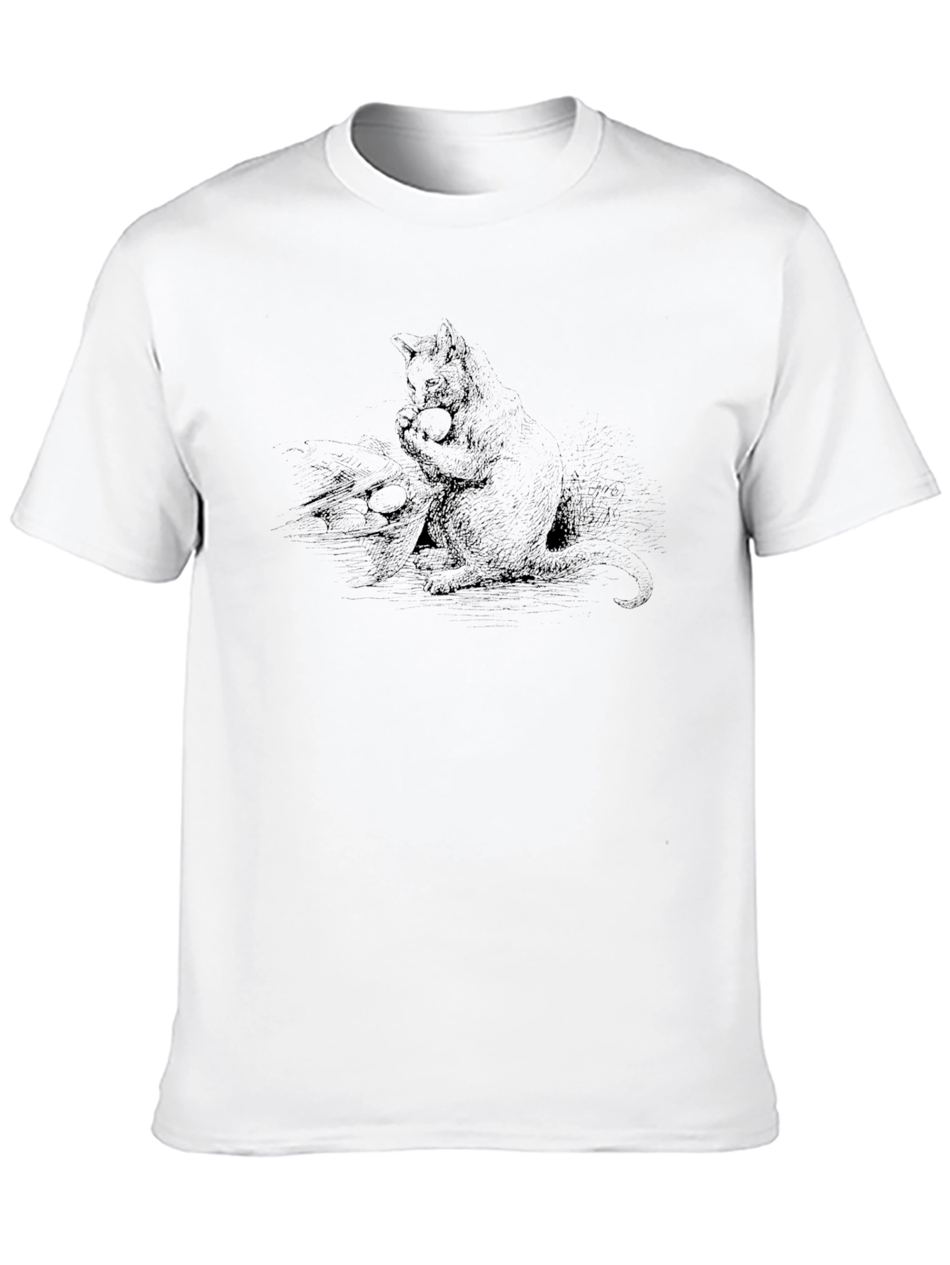 Black Graphic Tee - Cat with Ball