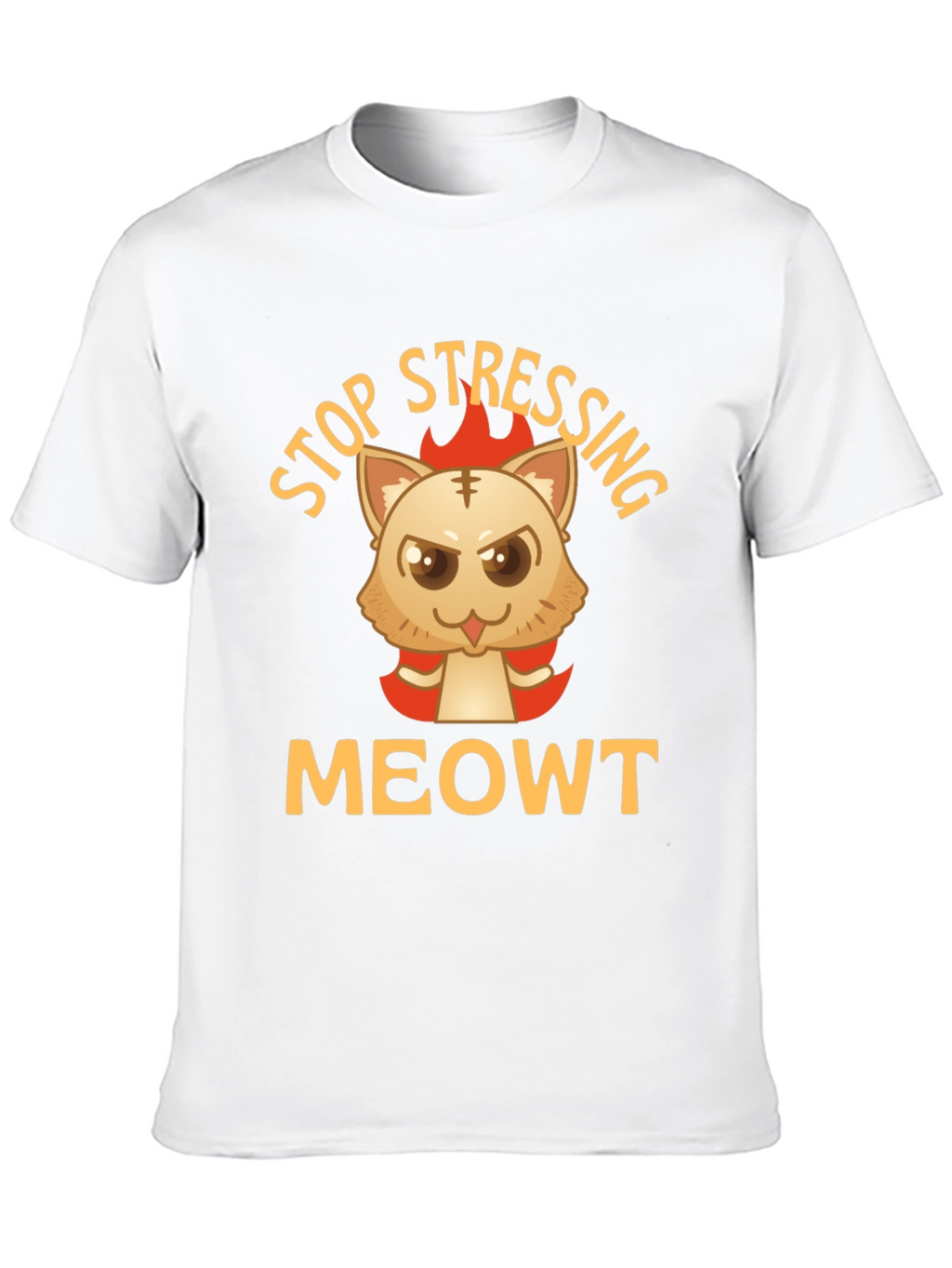 Stop Stressing MeOWT Cat Graphic Black T-Shirt
