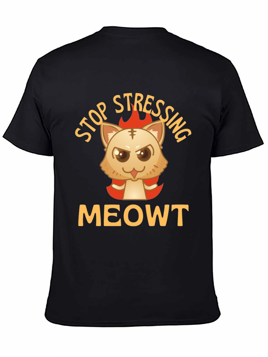 Stop Stressing MeOWT Cat Graphic Black T-Shirt