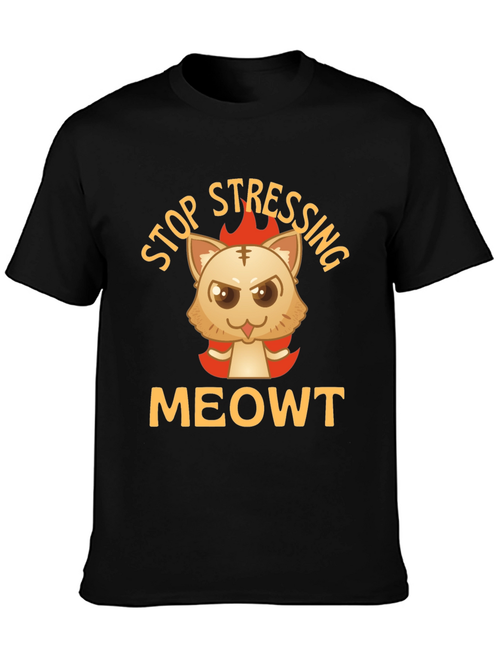Stop Stressing MeOWT Cat Graphic Black T-Shirt