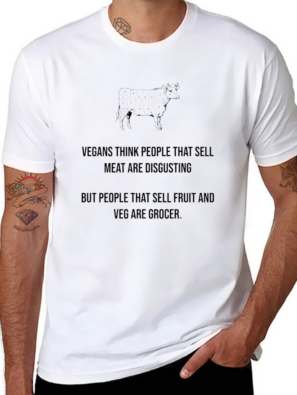 Vegan Grocer T-Shirt - Disgustingly Funny!