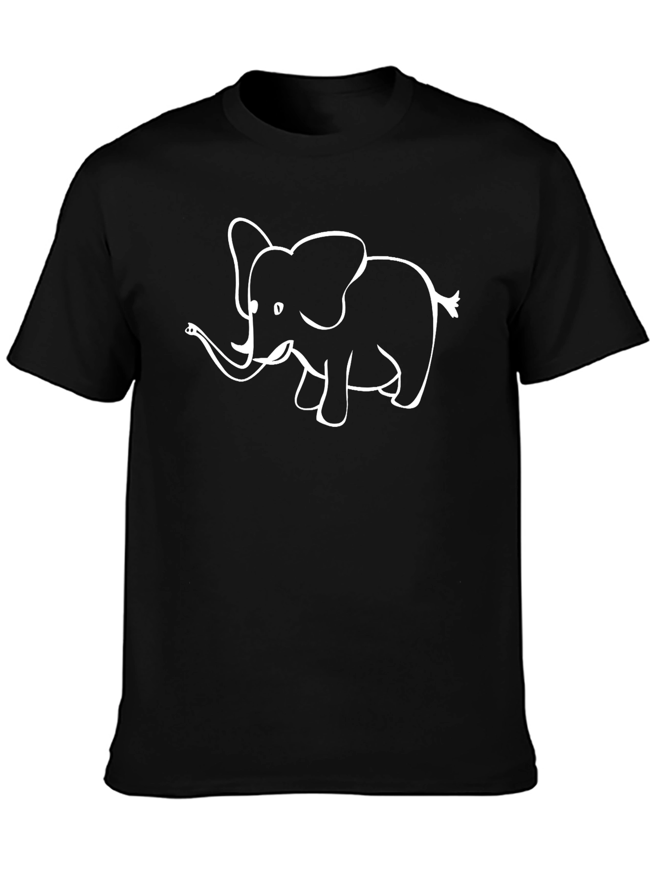 Elephant Graphic Tee - Black Cotton Casual T-Shirt