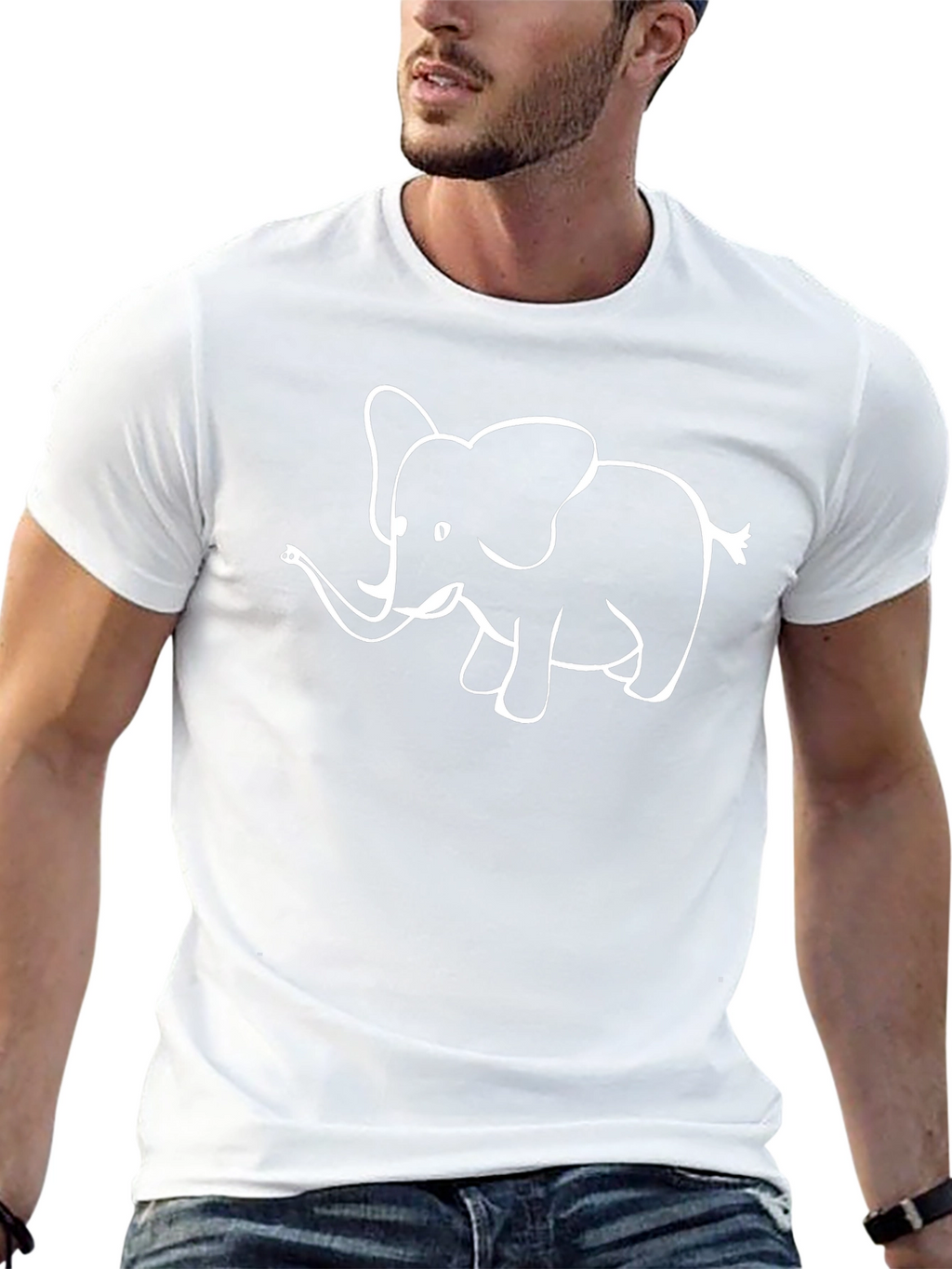 Elephant Graphic Tee - Black Cotton Casual T-Shirt