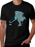 Hockey Player Graphic Tee - Black