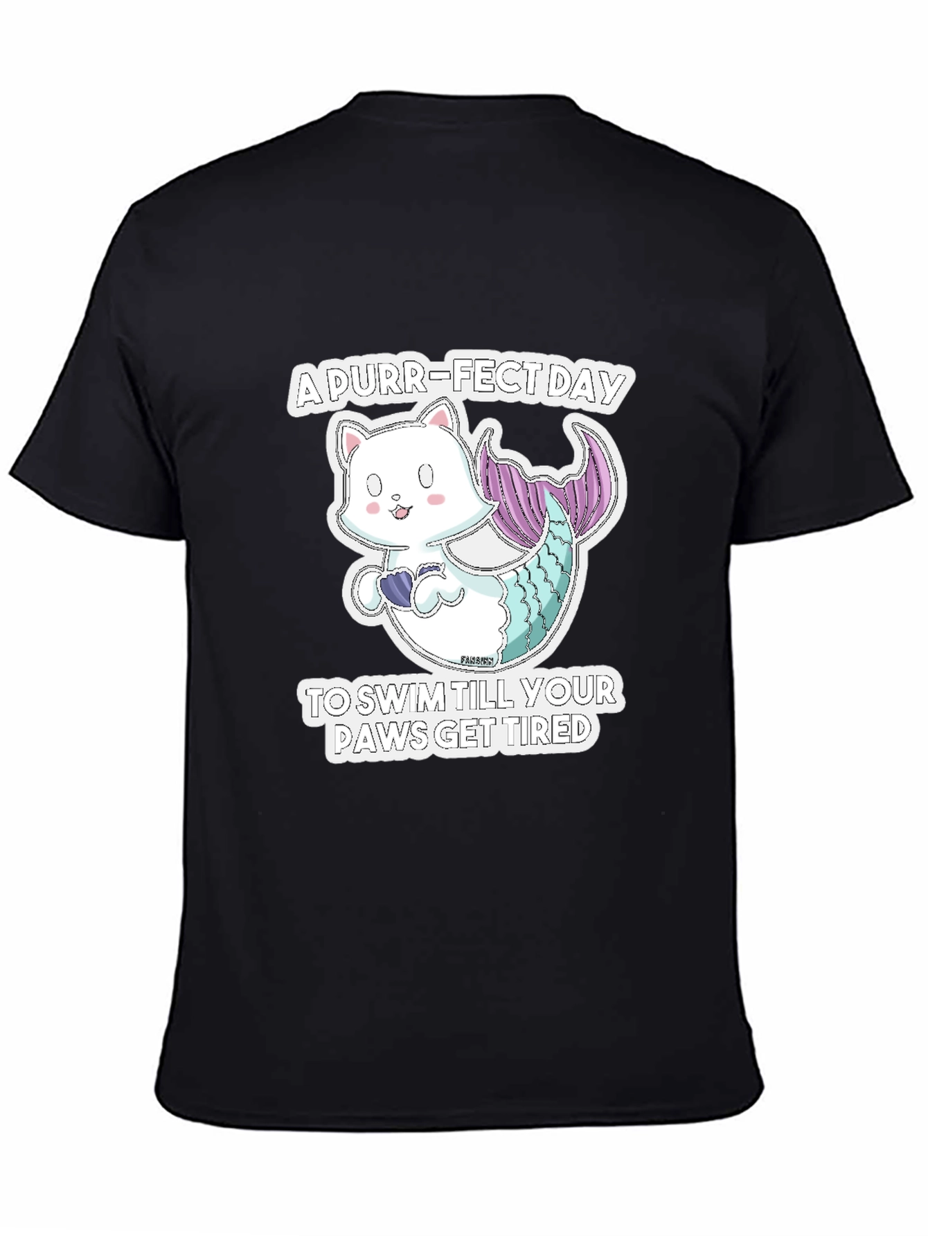 Purr-Fect Day Cat Mermaid Graphic Tee