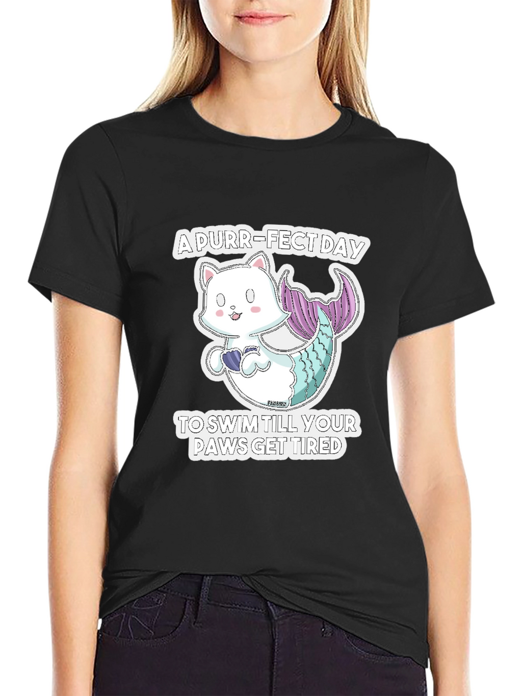Purr-Fect Day Cat Mermaid Graphic Tee