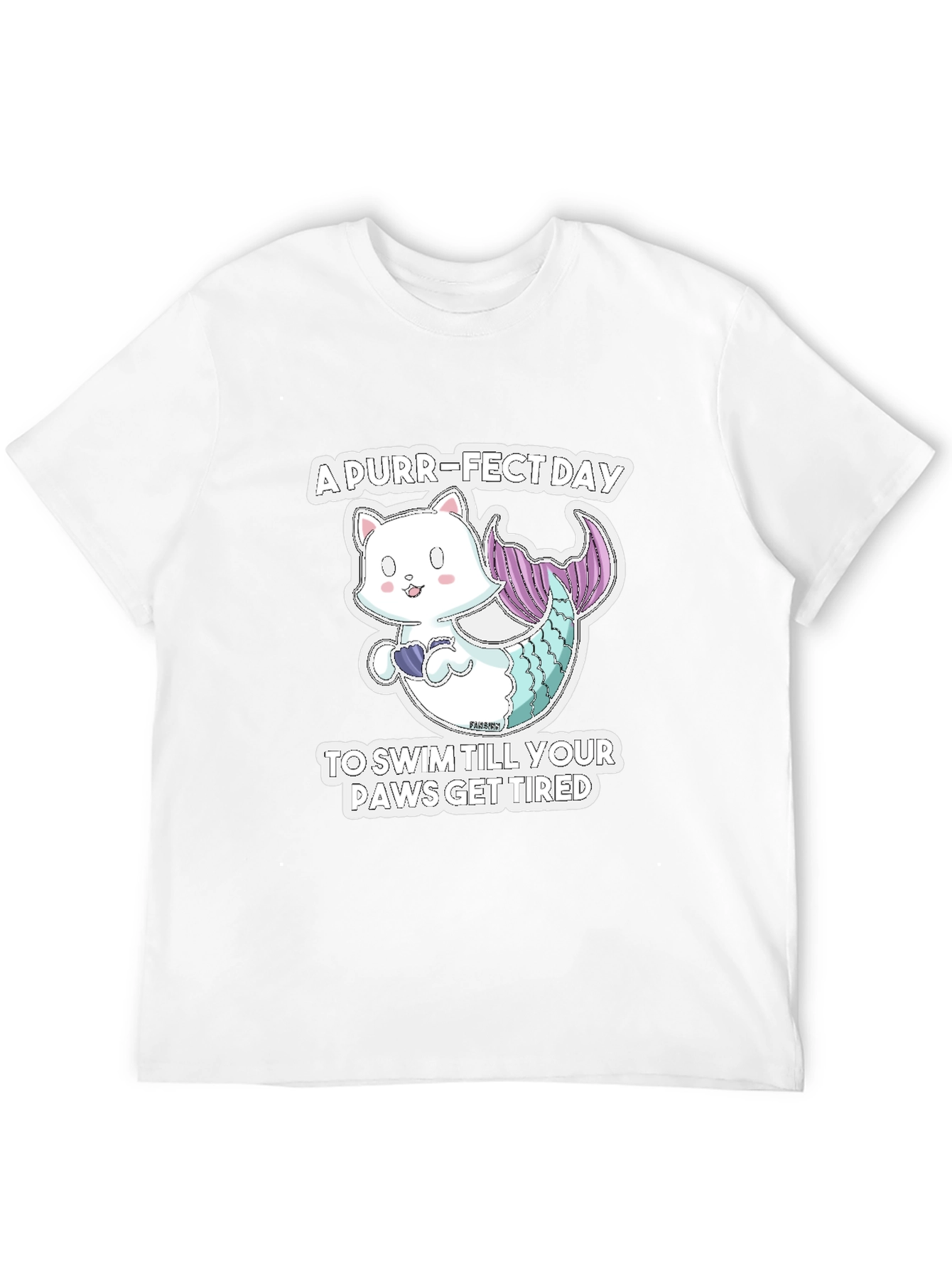 Purr-Fect Day Cat Mermaid Graphic Tee