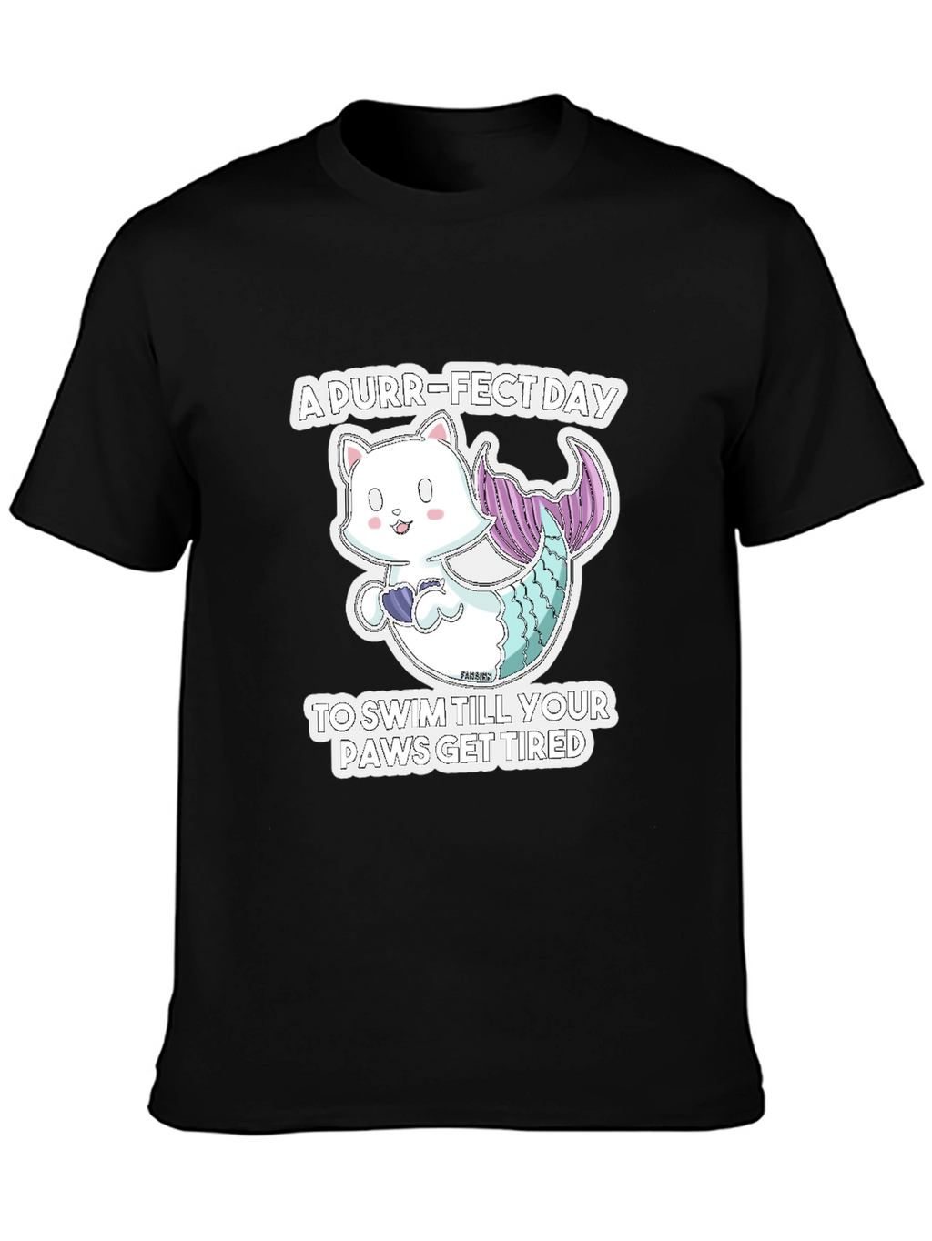 Purr-Fect Day Cat Mermaid Graphic Tee