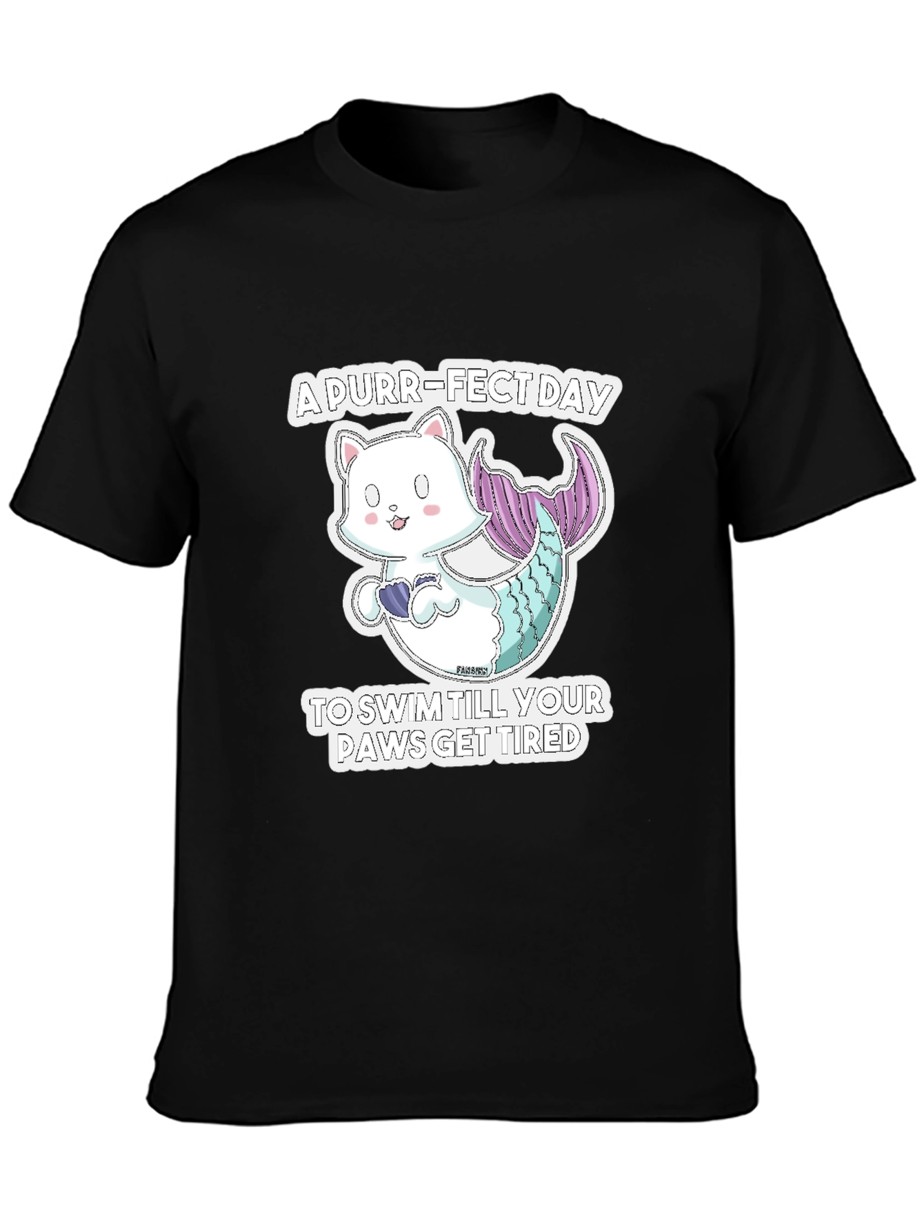 Purr-Fect Day Cat Mermaid Graphic Tee