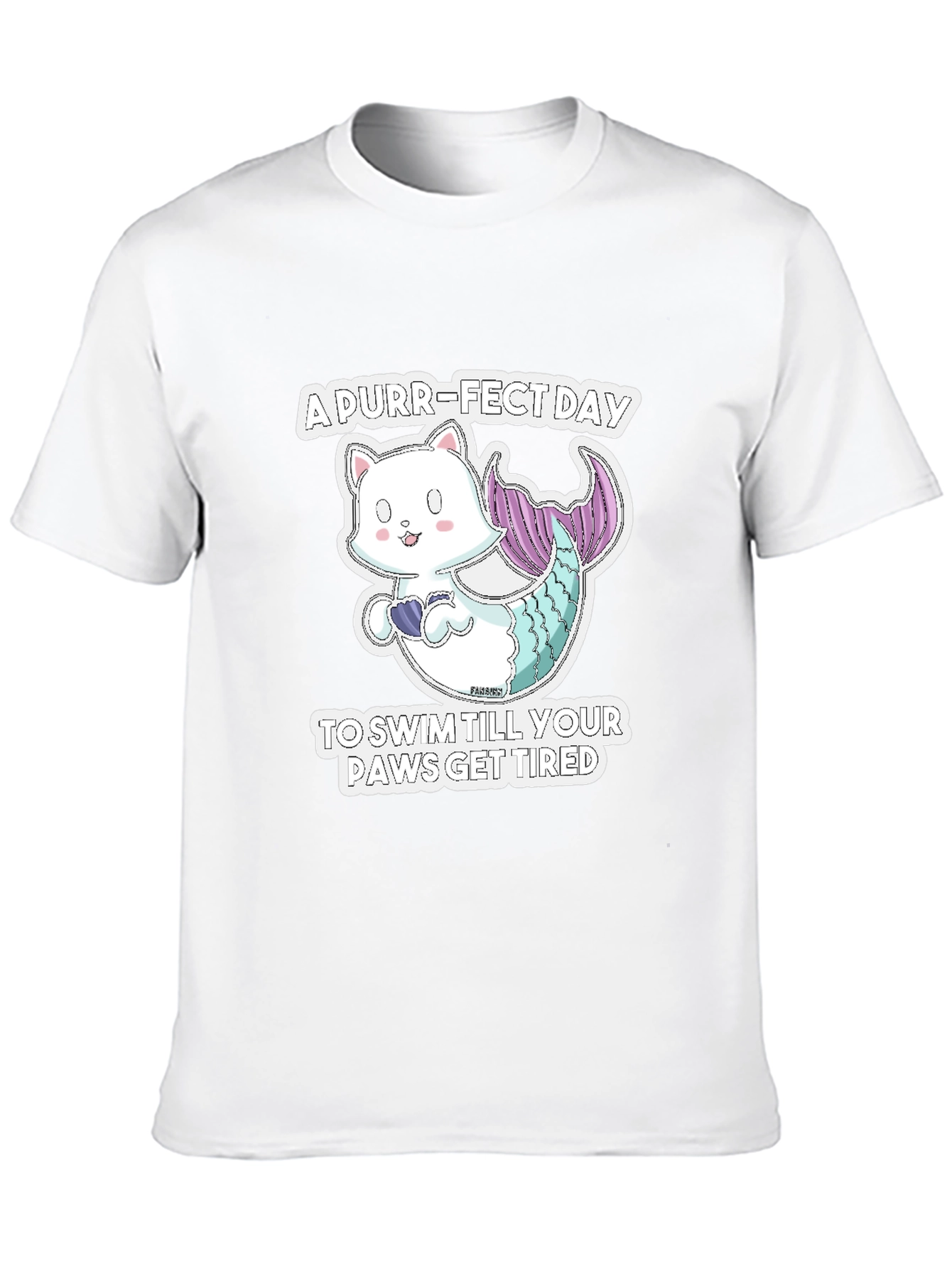 Purr-Fect Day Cat Mermaid Graphic Tee