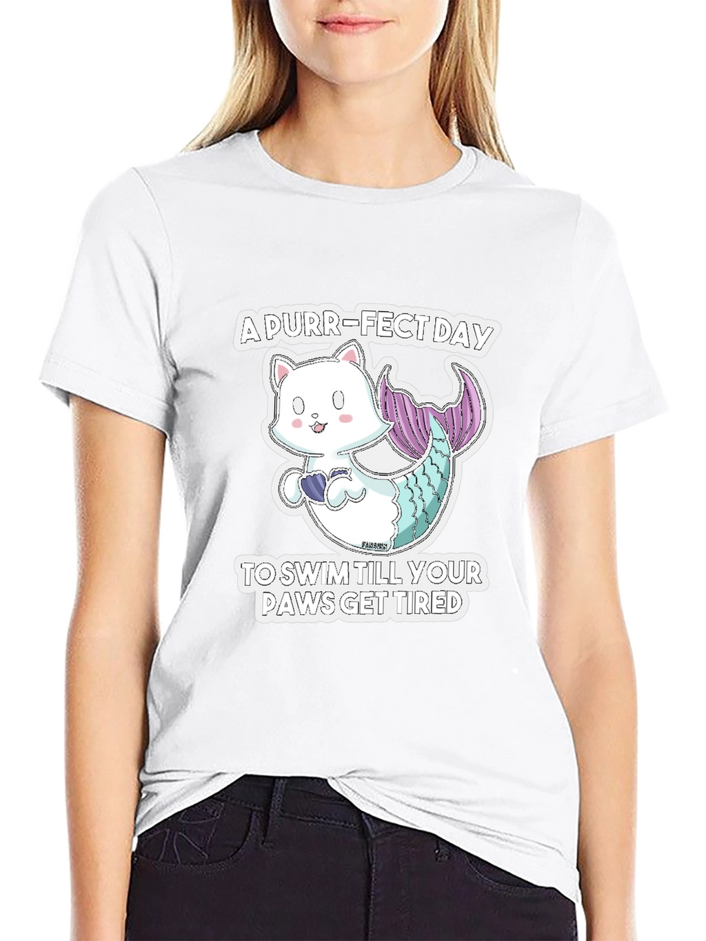 Purr-Fect Day Cat Mermaid Graphic Tee