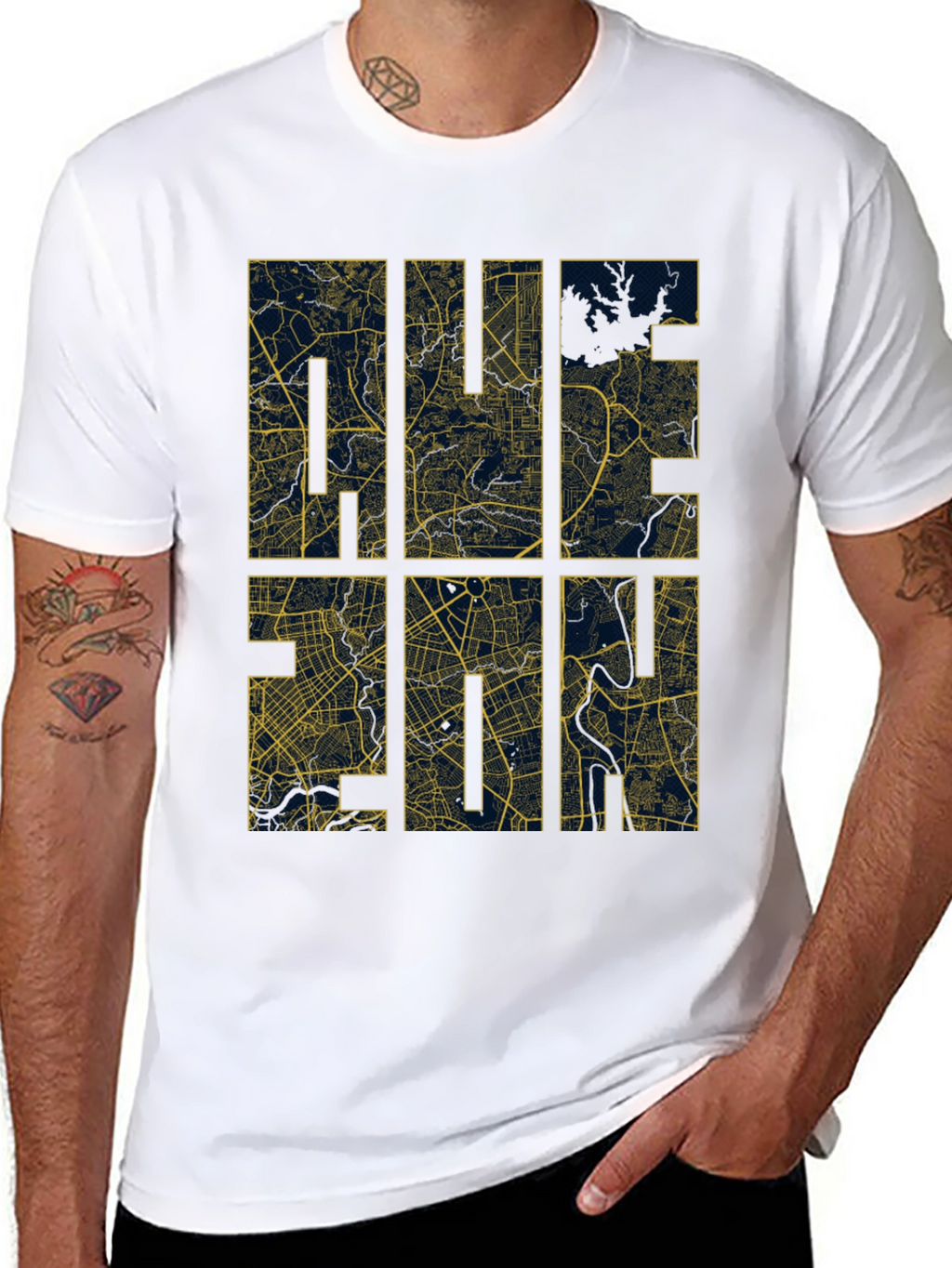 HUE 2014 Map T-Shirt - Unique Cityscape Design