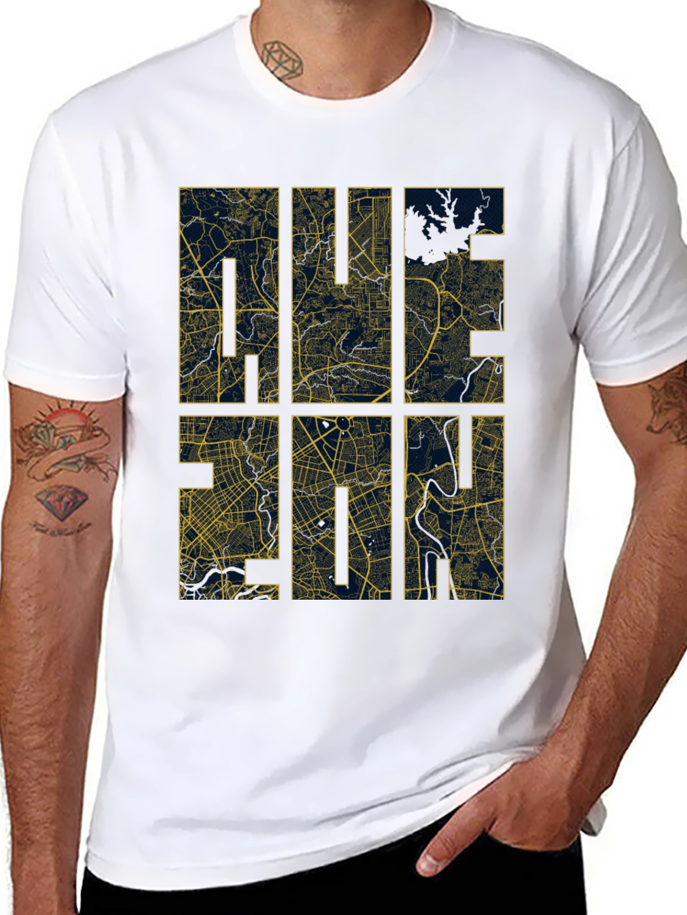 HUE 2014 Map T-Shirt - Unique Cityscape Design