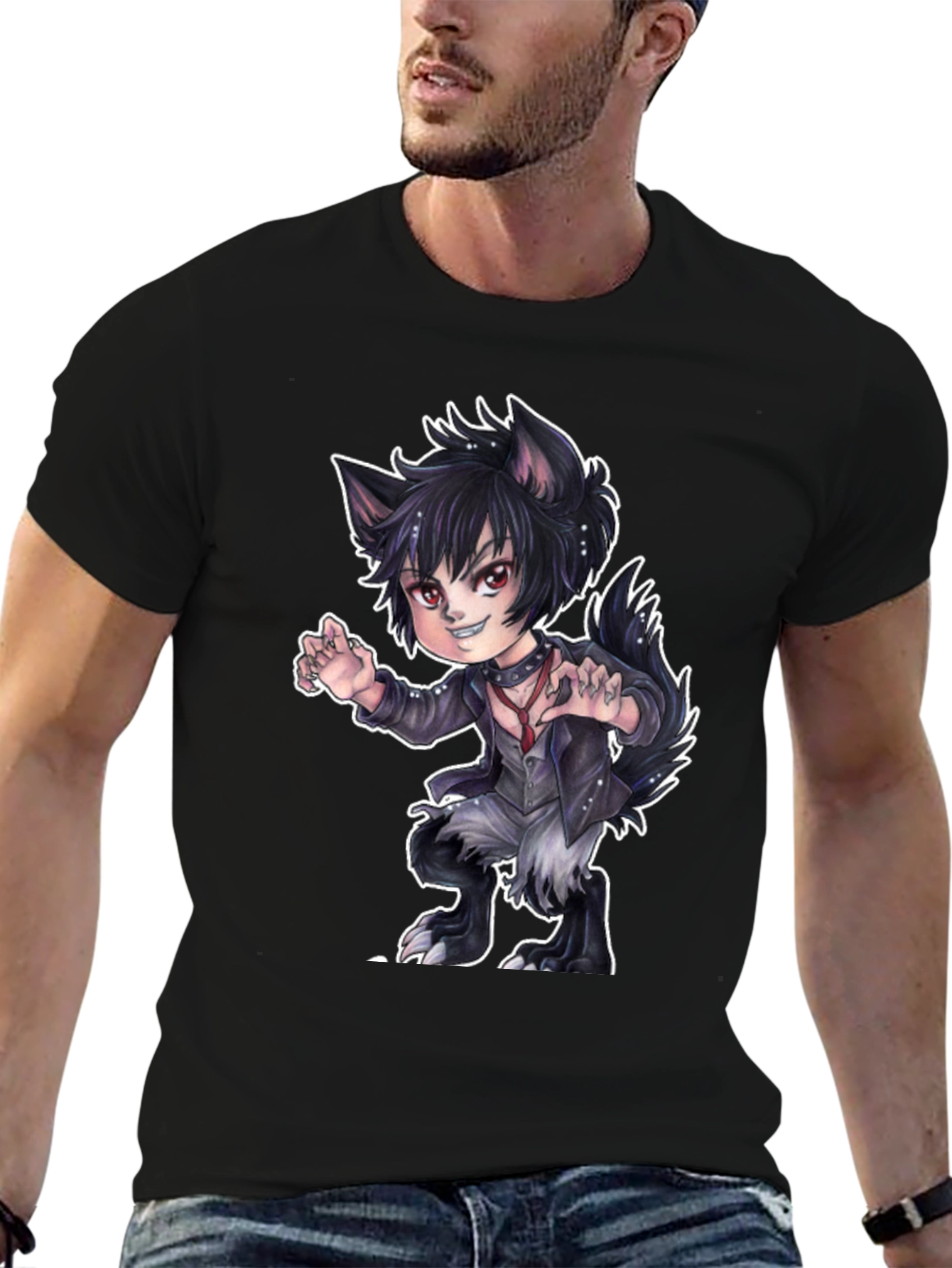 Werewolf Anime T-Shirt - Black