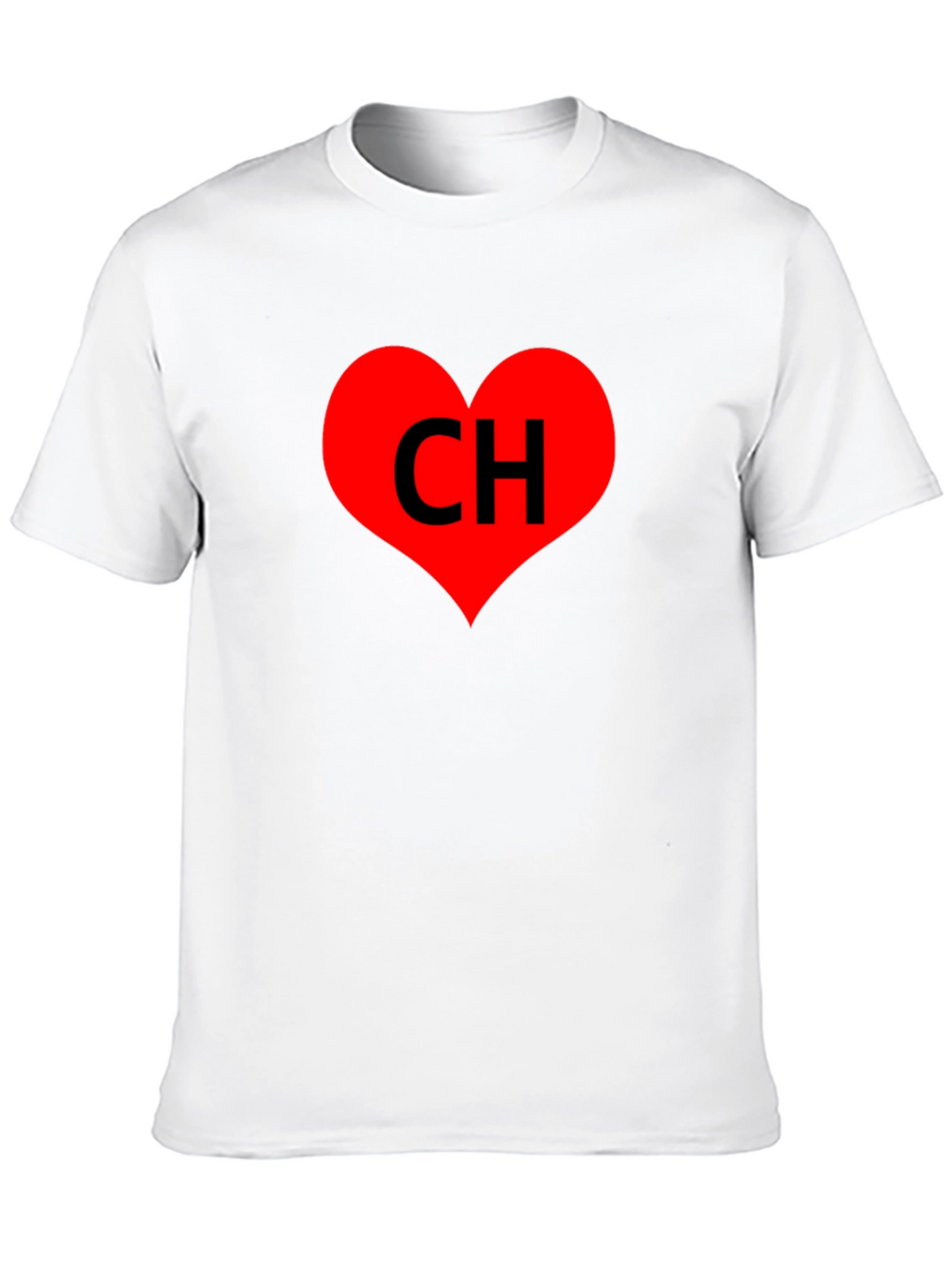 Black T-Shirt with Red Heart CH Graphic Print