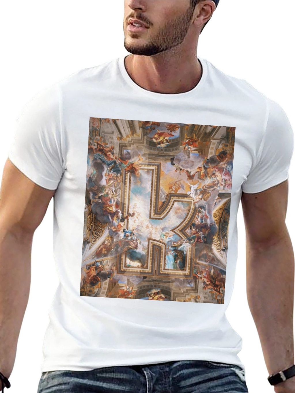 Renaissance Art R Initial Black T-Shirt