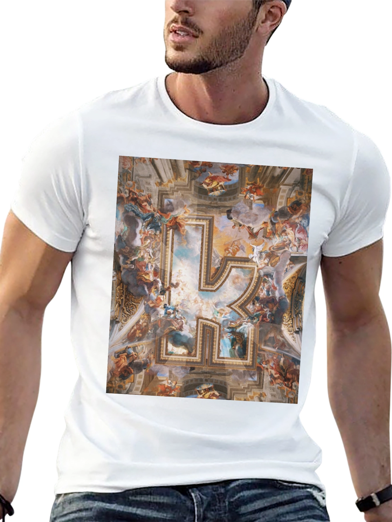 Renaissance Art R Initial Black T-Shirt