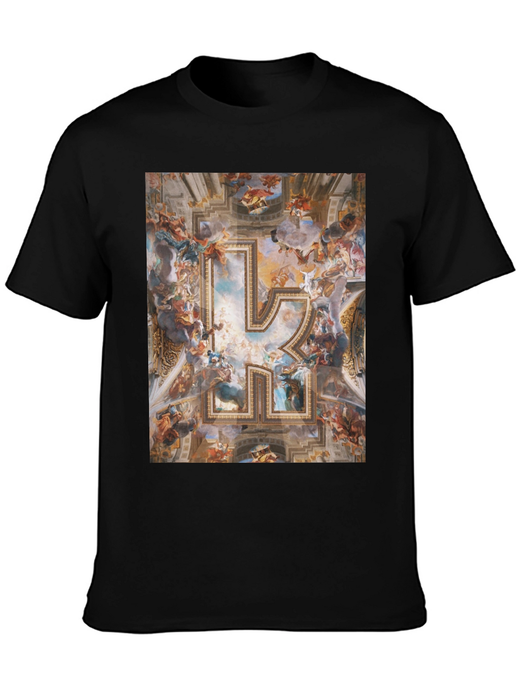 Renaissance Art R Initial Black T-Shirt