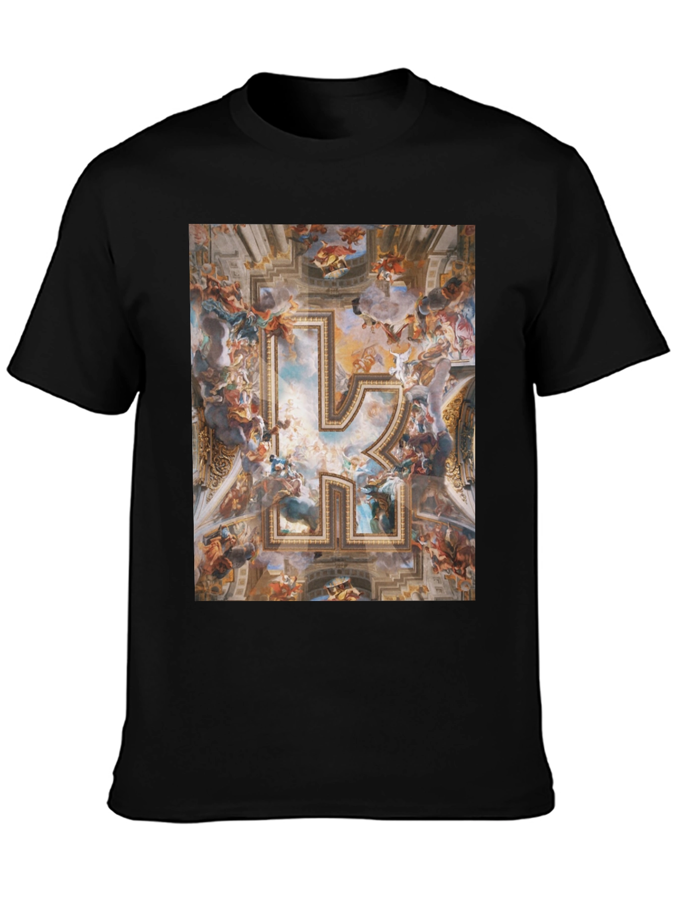 Renaissance Art R Initial Black T-Shirt