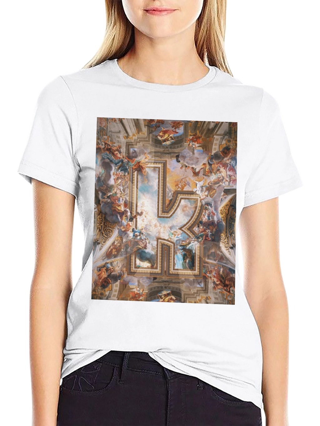 Renaissance Art R Initial Black T-Shirt