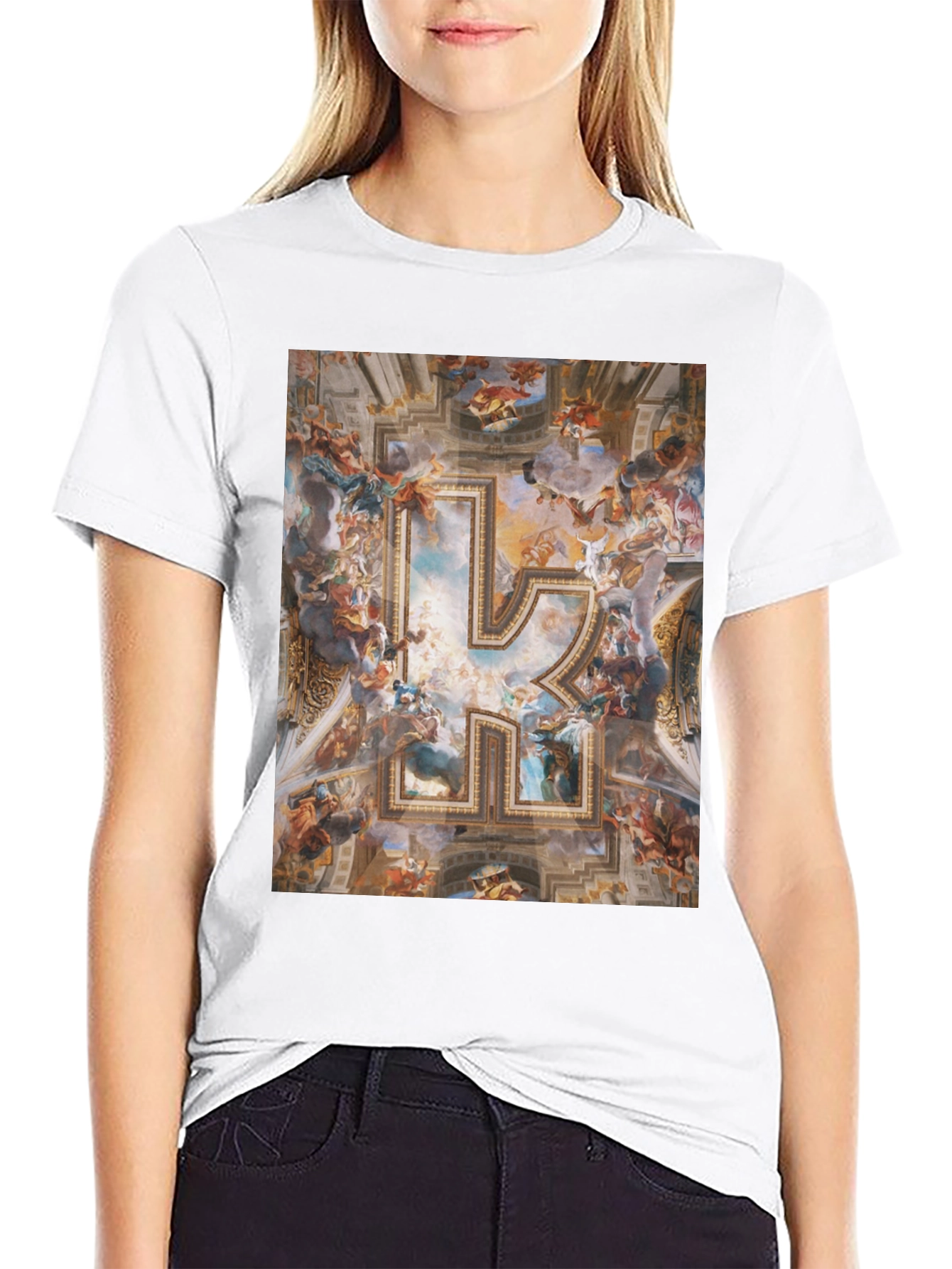 Renaissance Art R Initial Black T-Shirt