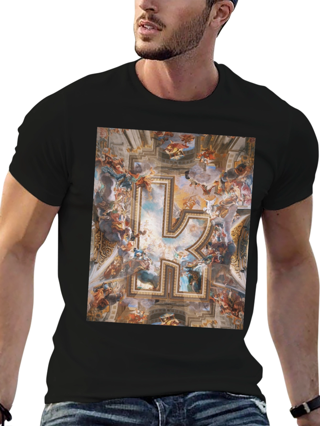 Renaissance Art R Initial Black T-Shirt
