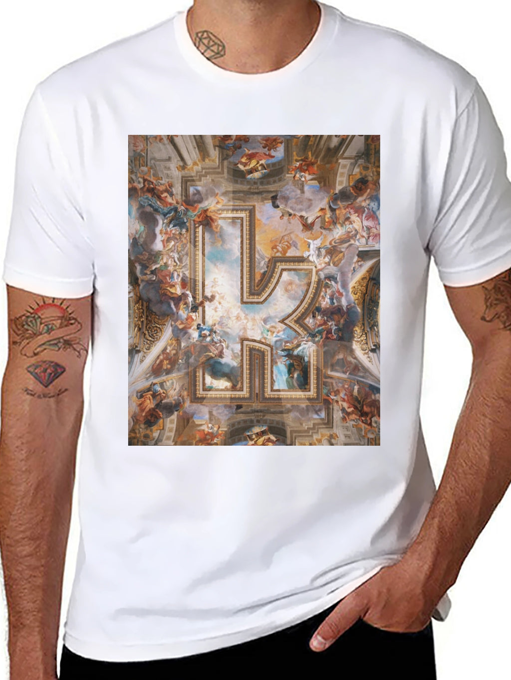 Renaissance Art R Initial Black T-Shirt