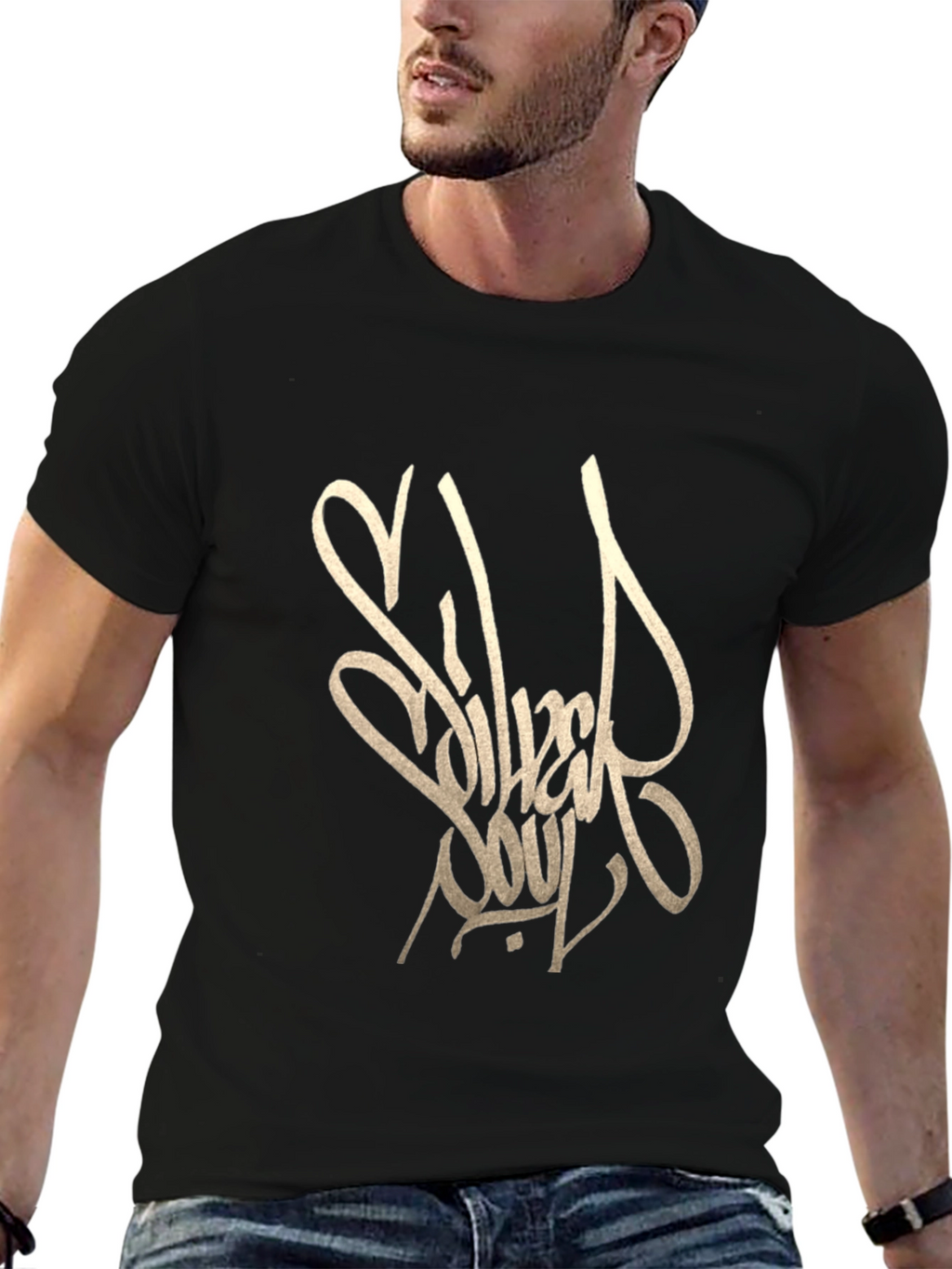 Silver Soul Graphic Tee - Black Casual T-Shirt