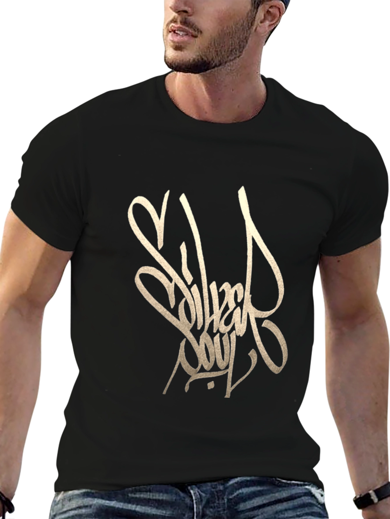 Silver Soul Graphic Tee - Black Casual T-Shirt
