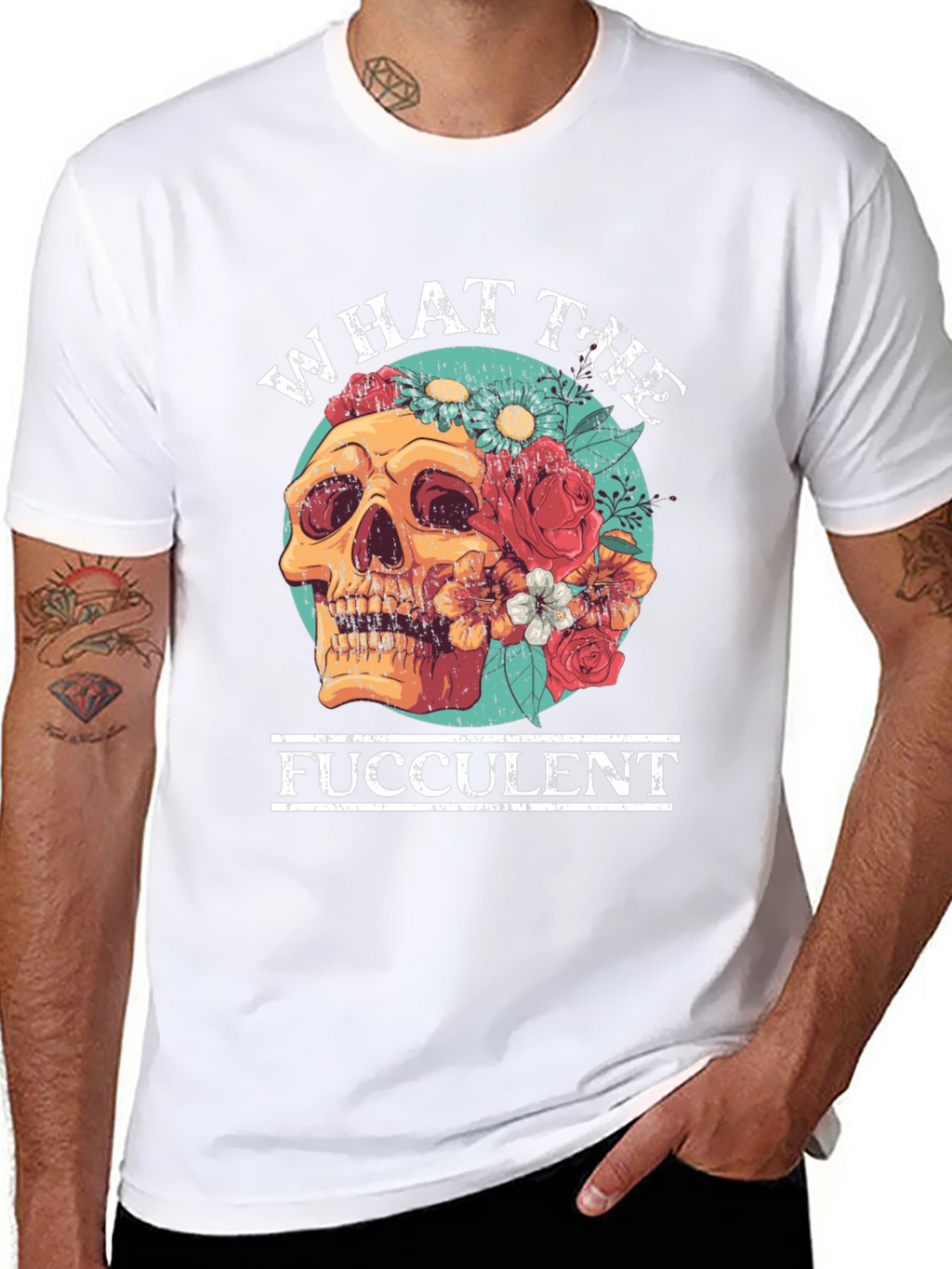 What the Fucculent Skull Floral T-Shirt