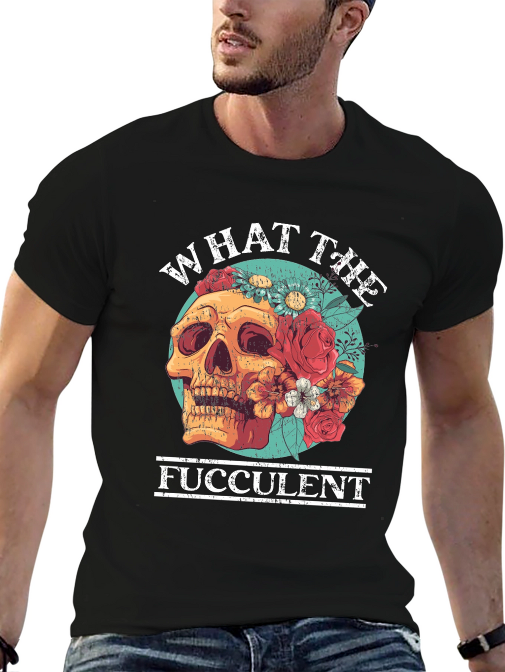 What the Fucculent Skull Floral T-Shirt