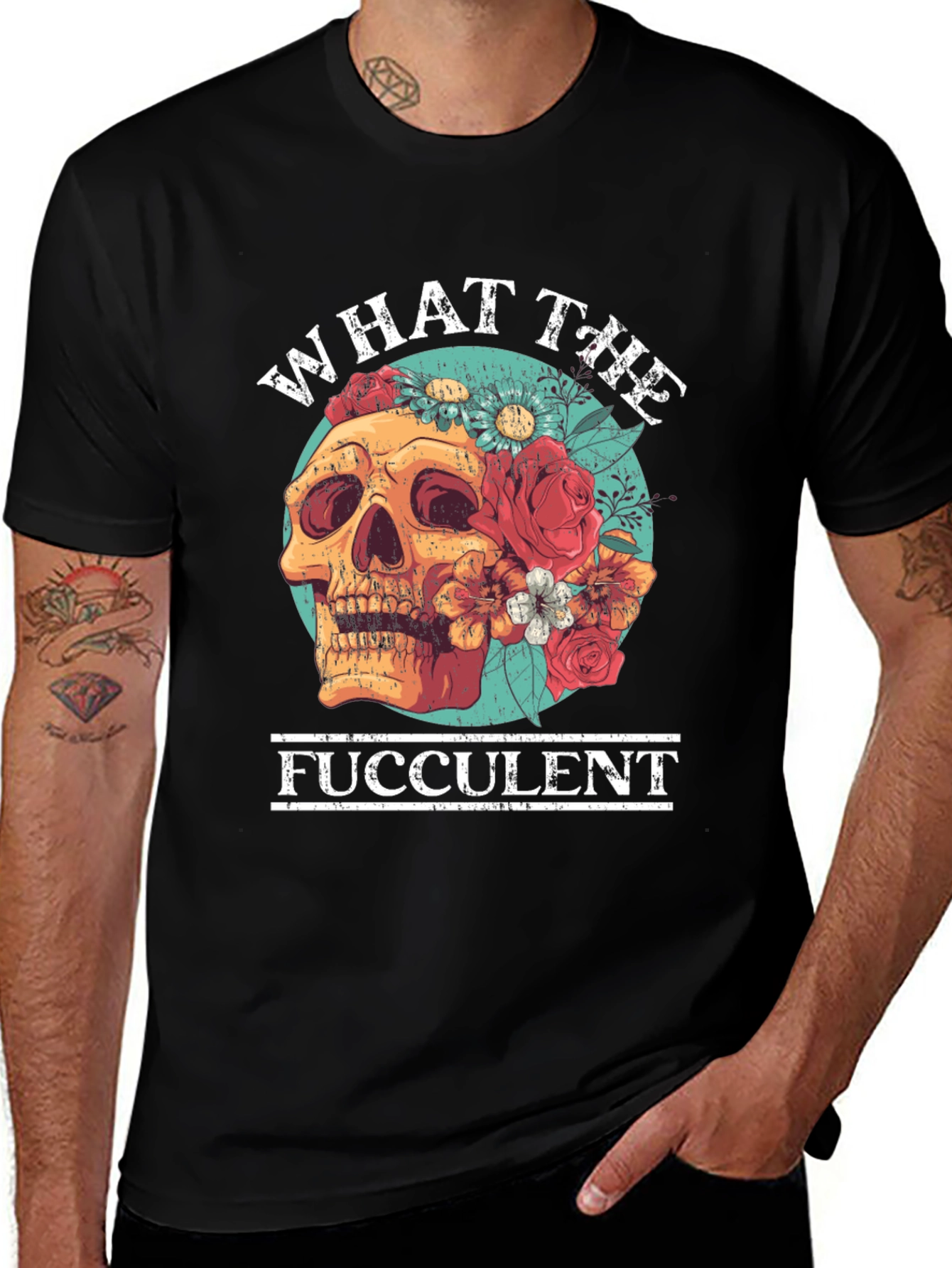 What the Fucculent Skull Floral T-Shirt