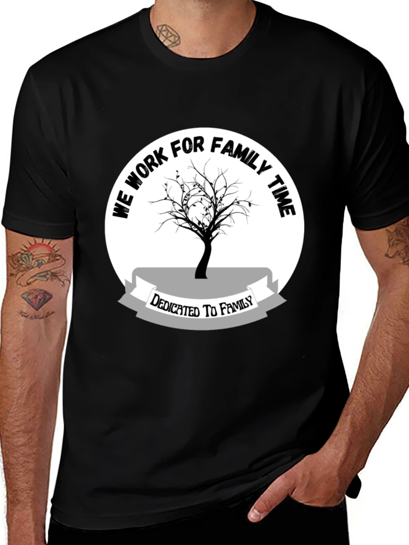 Family Time Tee - Black Cotton Shirt