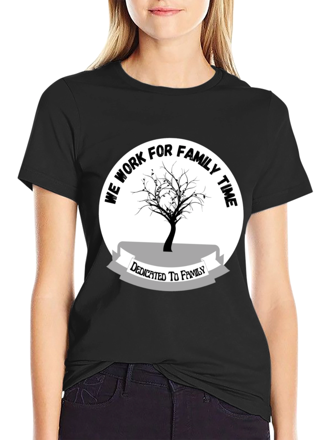 Family Time Tee - Black Cotton Shirt
