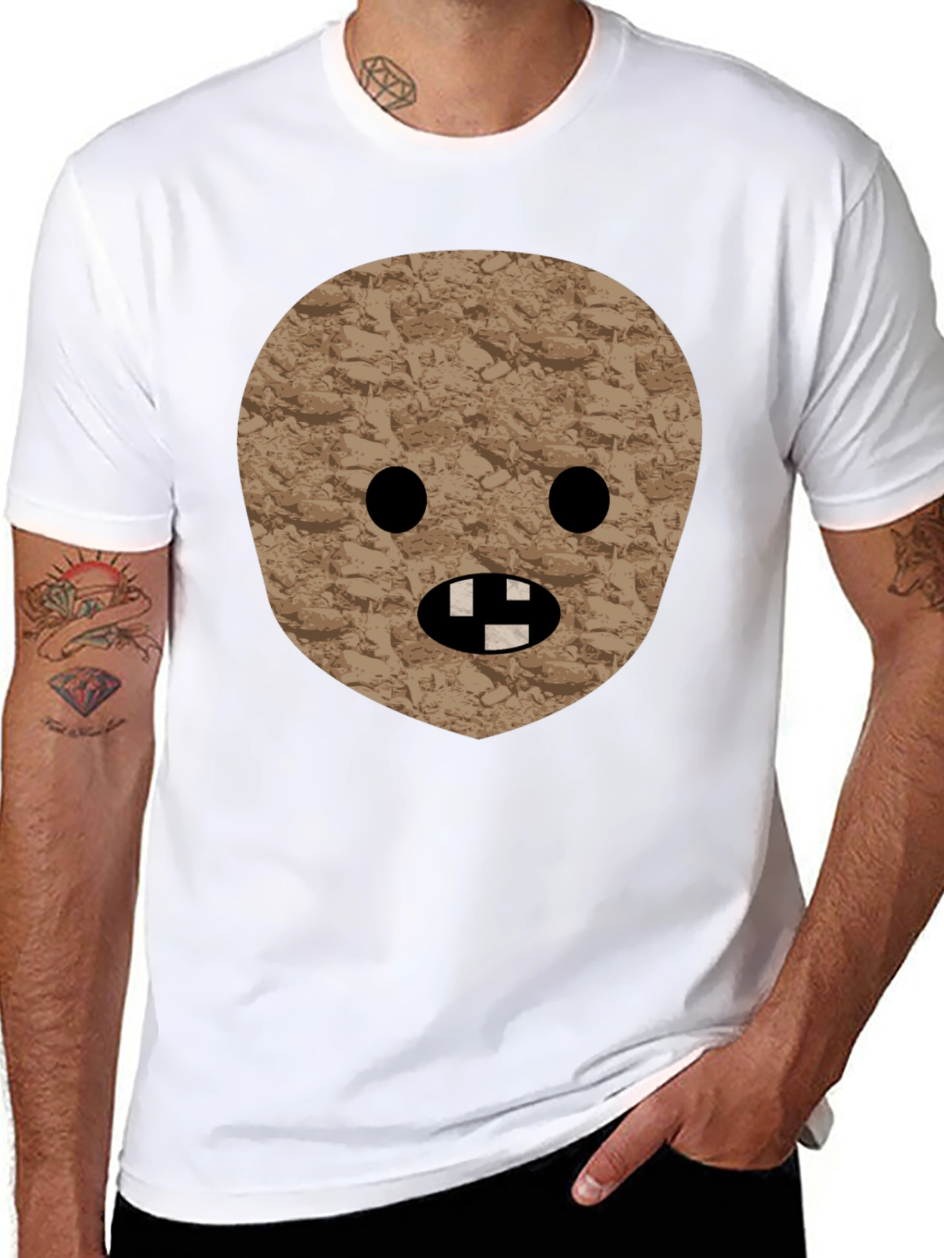 Novelty Graphic Tee - Funny Stone Face T-Shirt