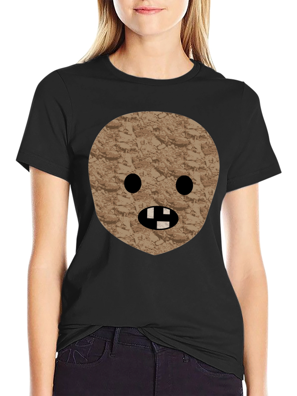 Novelty Graphic Tee - Funny Stone Face T-Shirt
