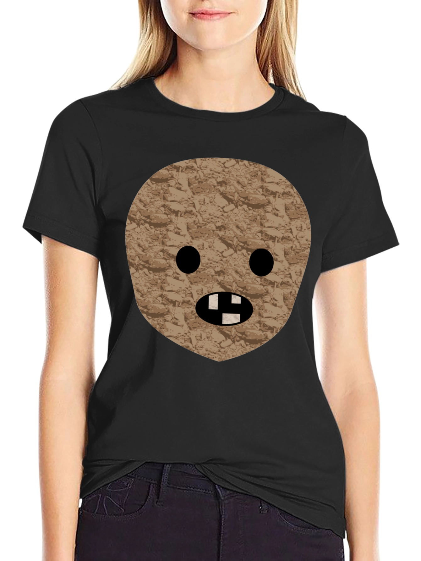 Novelty Graphic Tee - Funny Stone Face T-Shirt