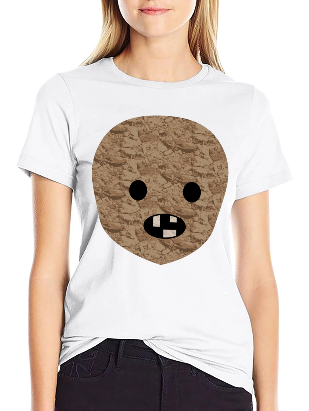 Novelty Graphic Tee - Funny Stone Face T-Shirt