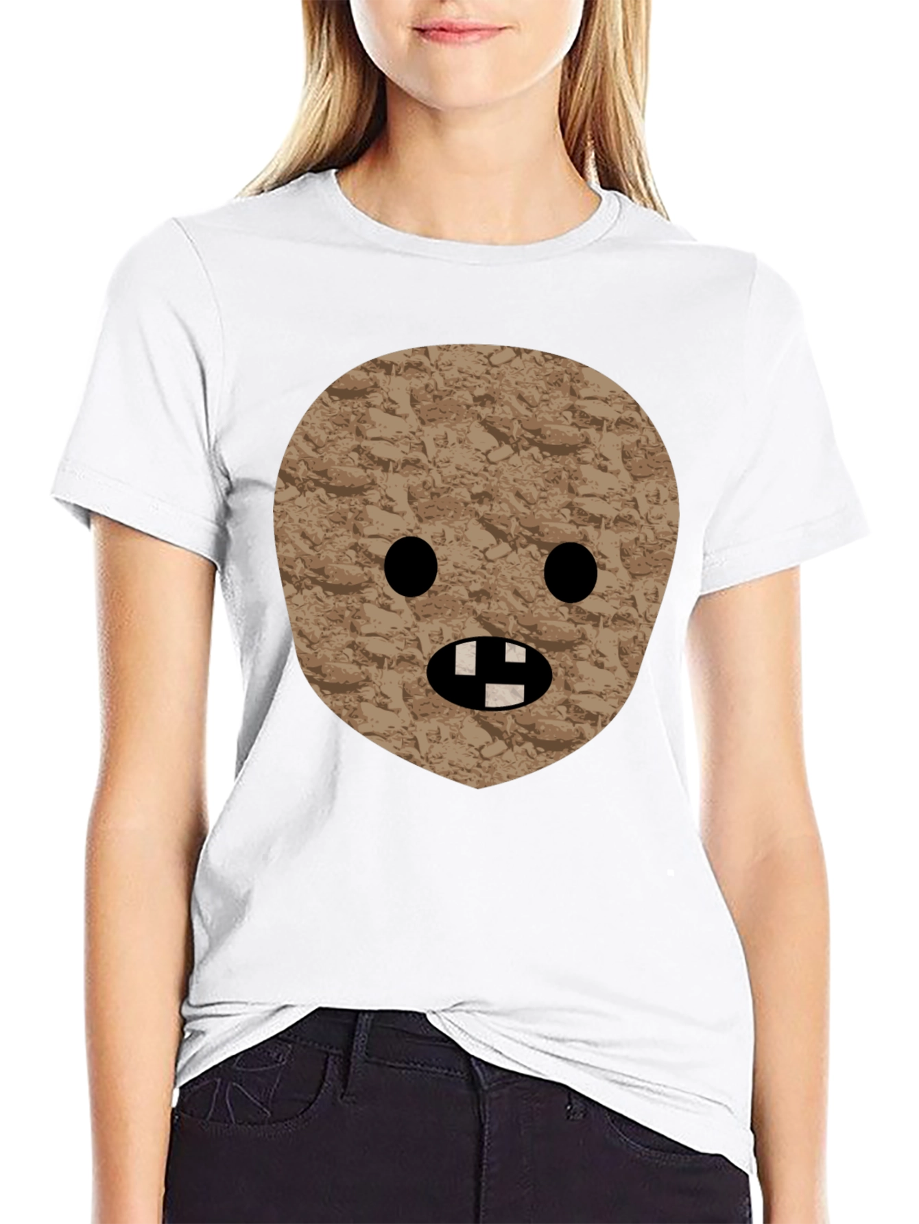 Novelty Graphic Tee - Funny Stone Face T-Shirt