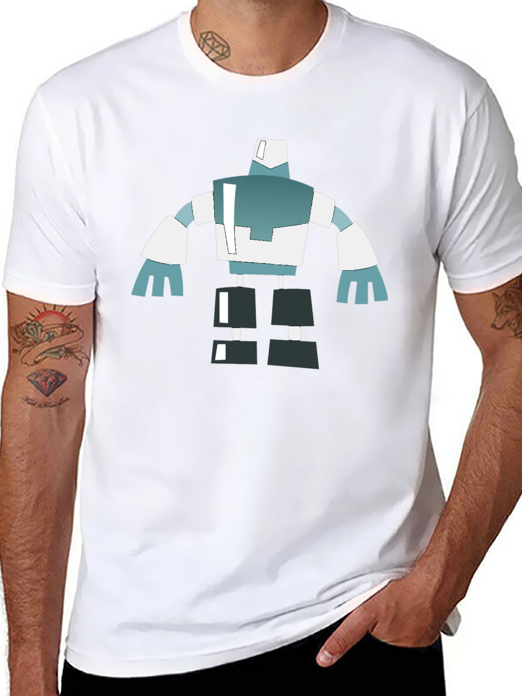 Abstract Robot Graphic Tee - Modern Style