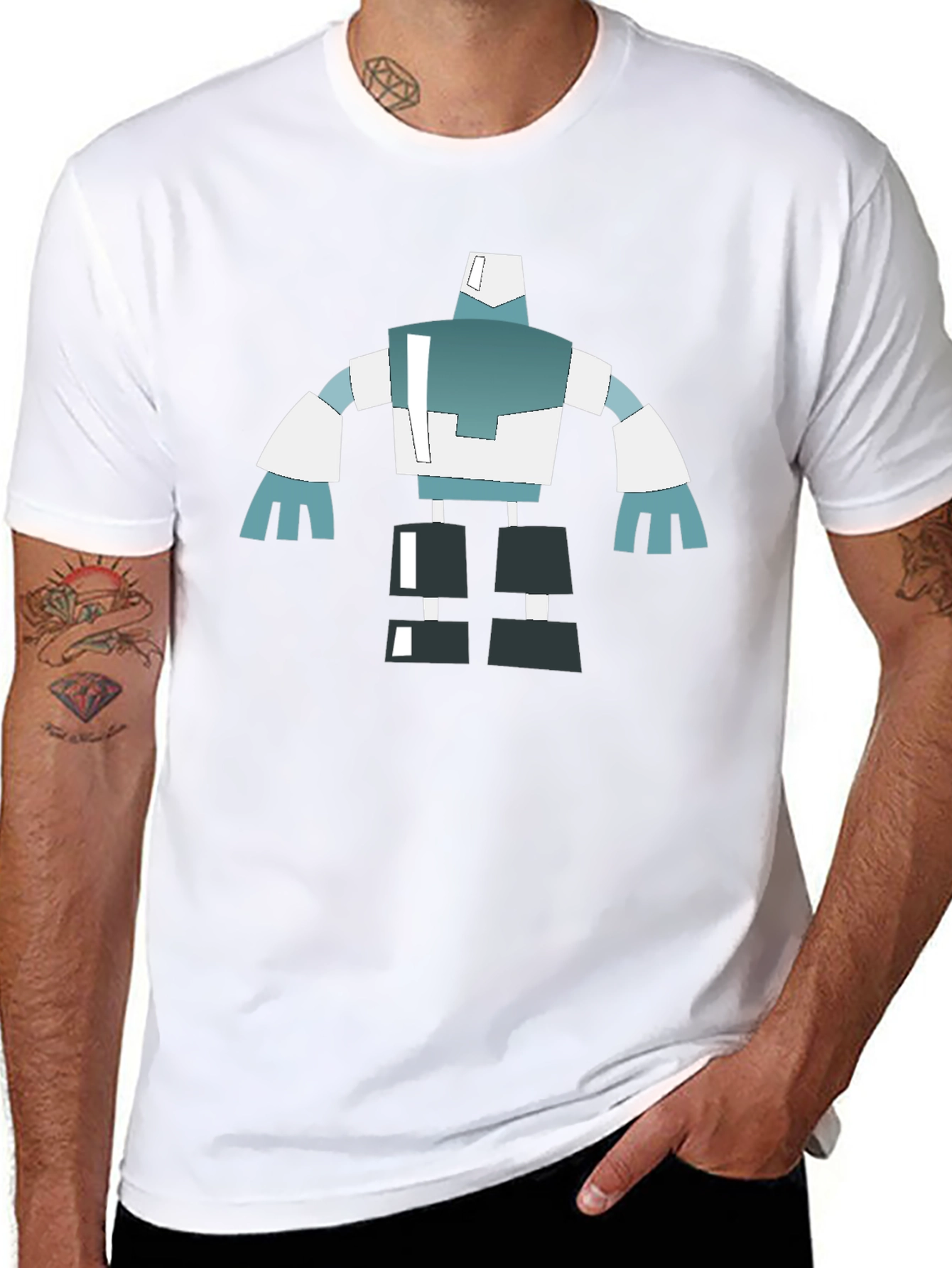 Abstract Robot Graphic Tee - Modern Style