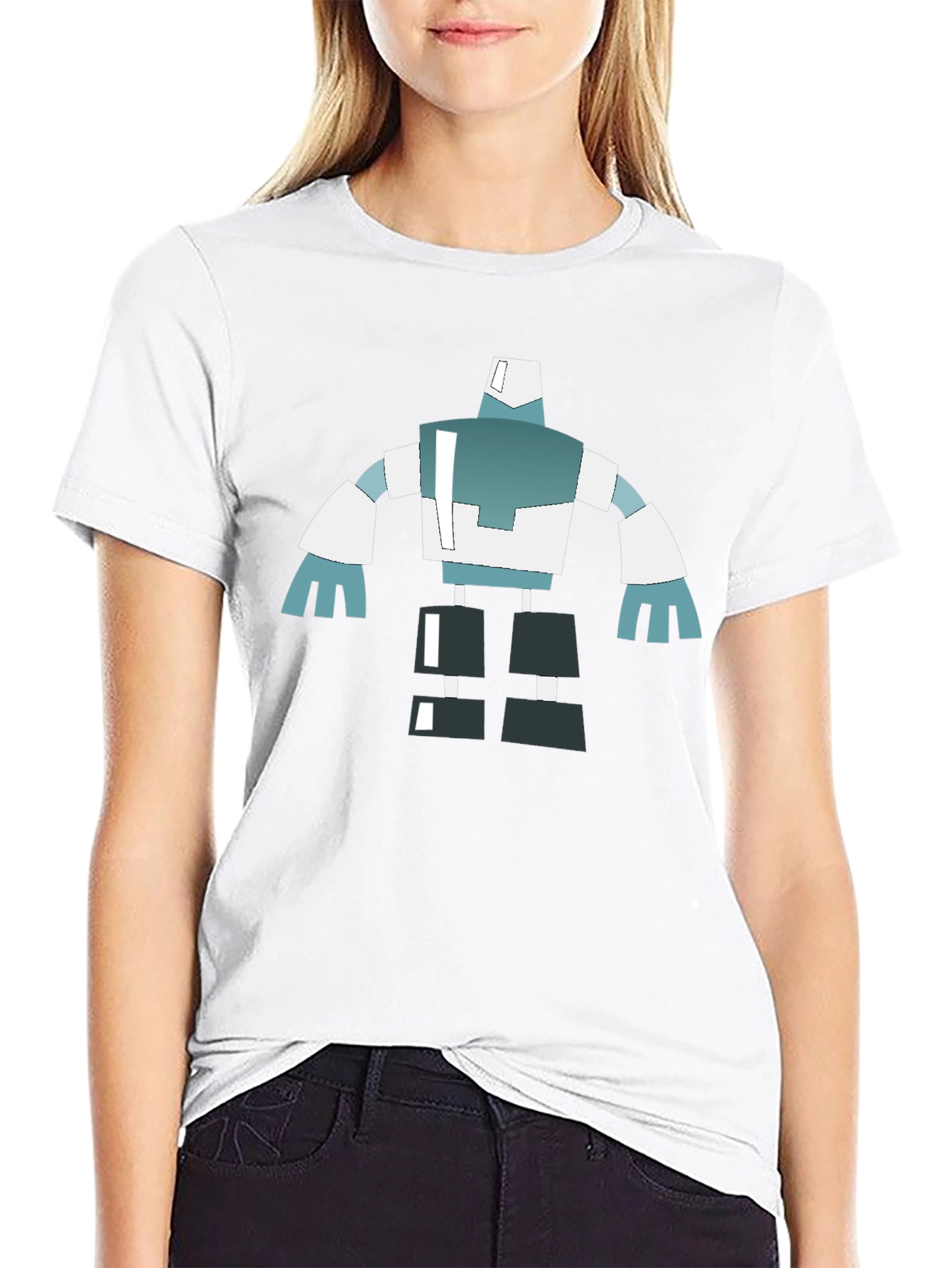 Abstract Robot Graphic Tee - Modern Style